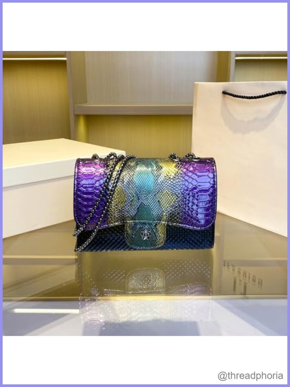 Python Scale Pattern PU Leather Shoulder Bag Sling Purse - Picture 5 of 6